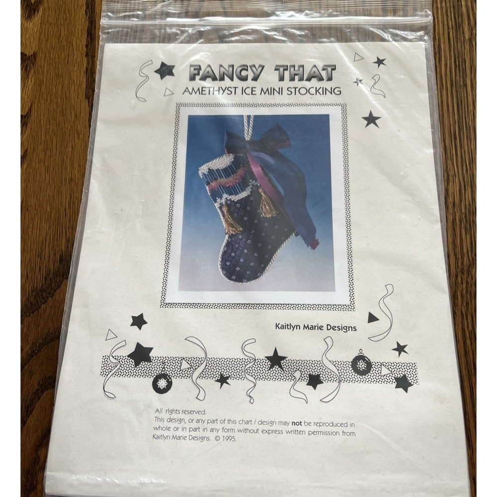 1995 Fancy That Series Amethyst Ice Mini Stocking Ornament Kit Kaitlyn Marie VTG